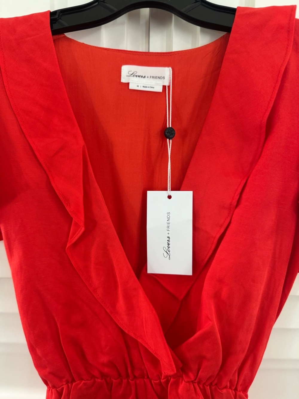 Lovers + Friends Red V-Neck Tie-Waist Gateway Romper XS - Picture 4 of 6